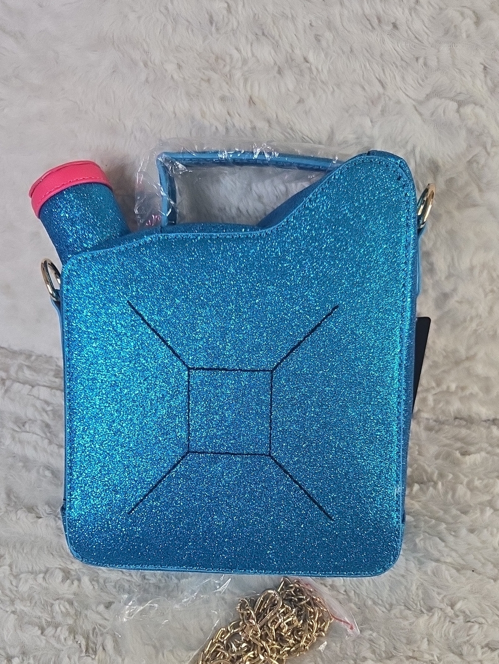 Women’s Glitter Blue 'Bad Boy Fuel' Crossbody Bag - Picture 4 of 4